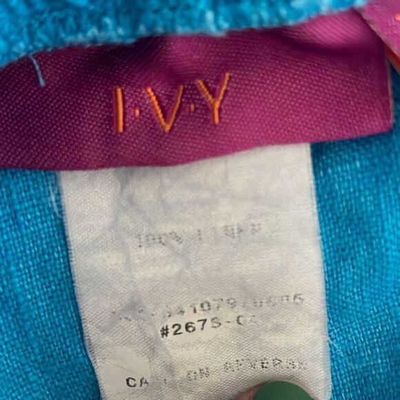 IVY 100% Linen Maxi Skirt Side Split w Pockets Turquoise XL - Picture 9 of 11